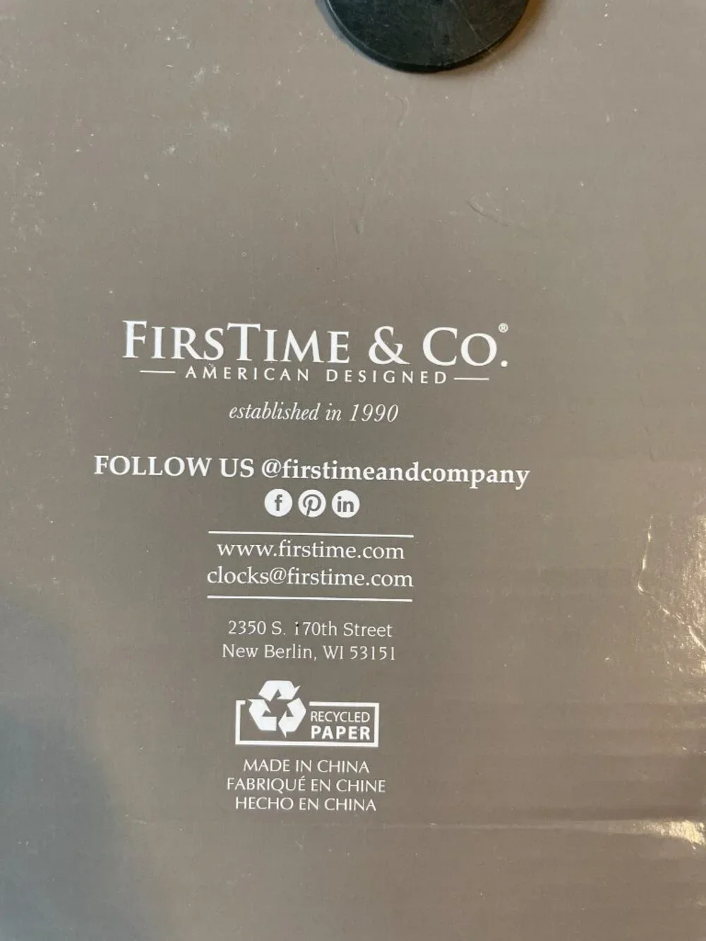 NEW FirstTime & Co. 10-in Industrial Gray Quartz Wall Clock #40233, time decor